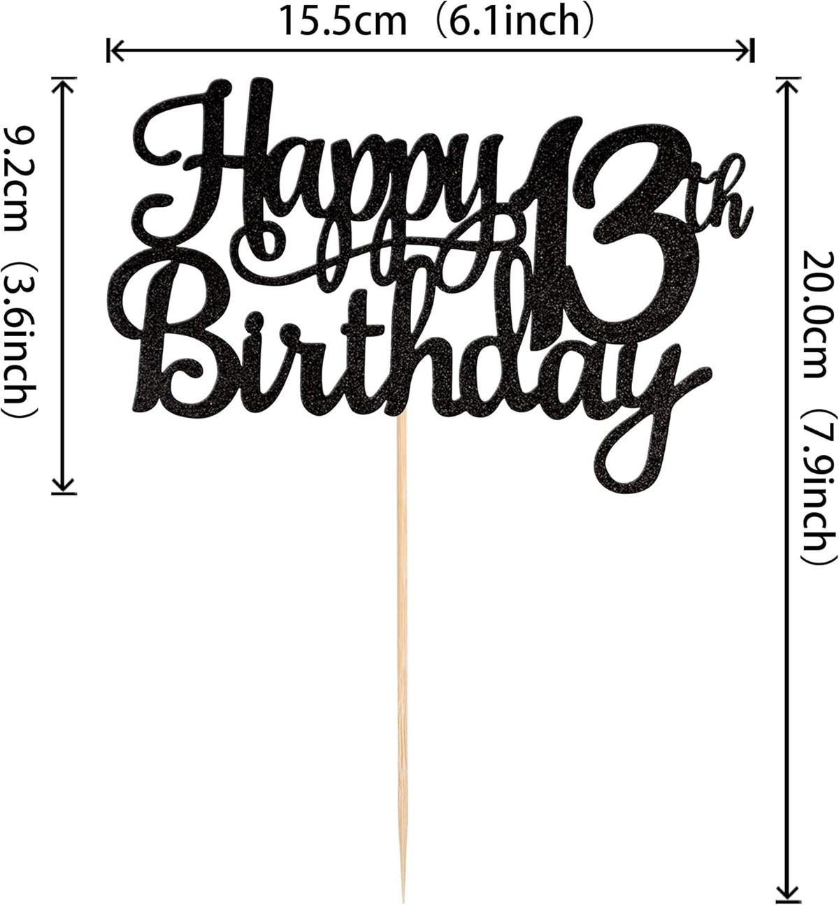1 PCS Happy 13th Birthday Cake Topper Glitter Cheers to 13 Years Birthday Cake Pick Official