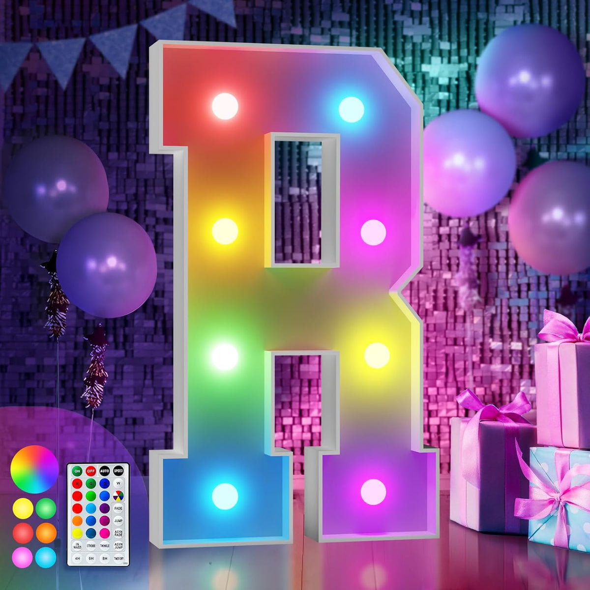 imprsv 3FT Colorful Marquee Light Up Letters R, 18 Colors Light Up Letters Alphabet Sign with