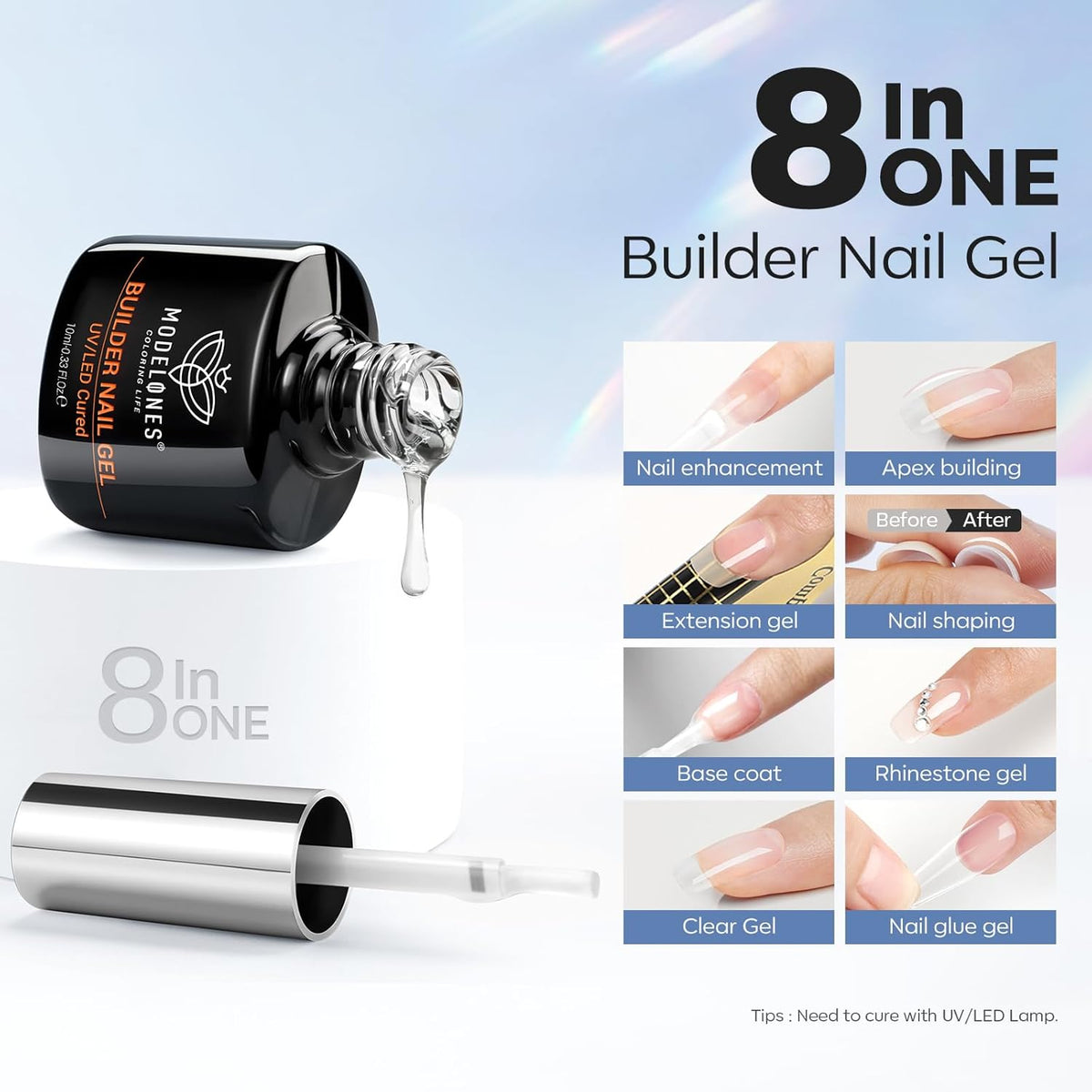 modelones Nail Dehydrator and Primer & Builder Nail Gel, 3Pcs Prep Dehydrate & Bond Primer Clear