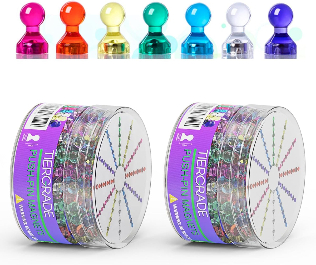 Push Pin Magnets - Tiergrade 120 Pack 7 Assorted Color Strong, Office, Use at Kitchen Home and
