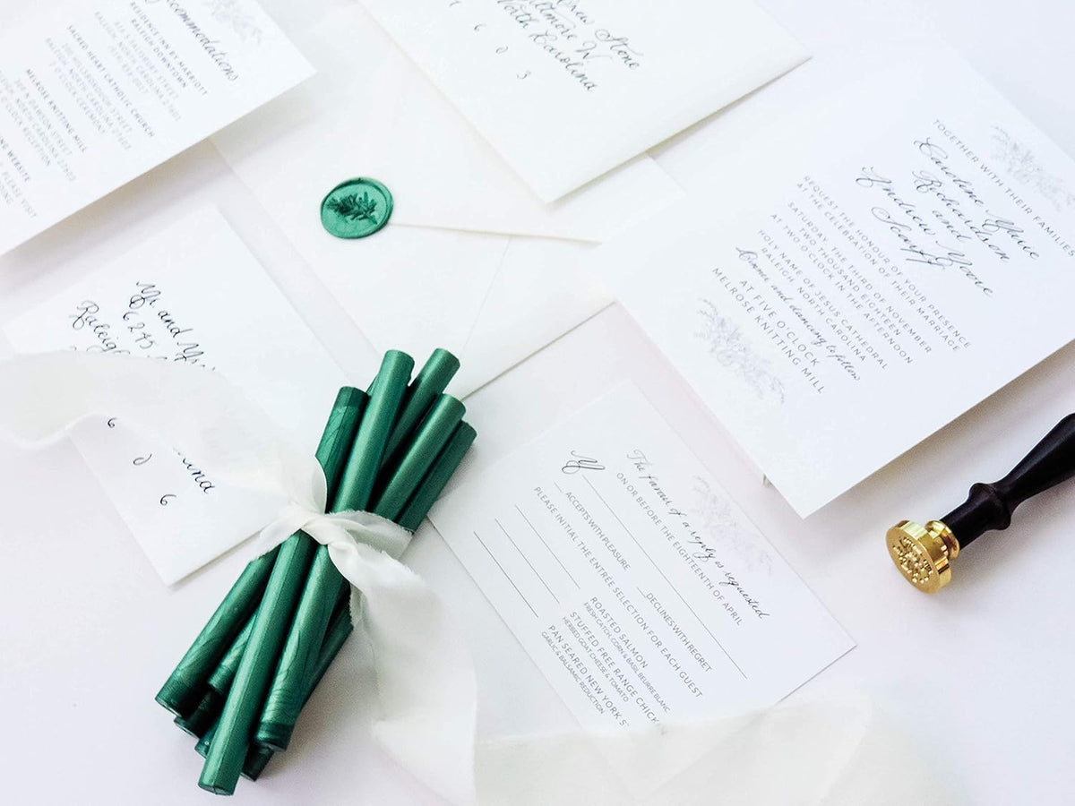 UNIQOOO Mailable Glue Gun Sealing Wax Sticks for Wax Seal Stamp - Metallic Botanical Green, Great