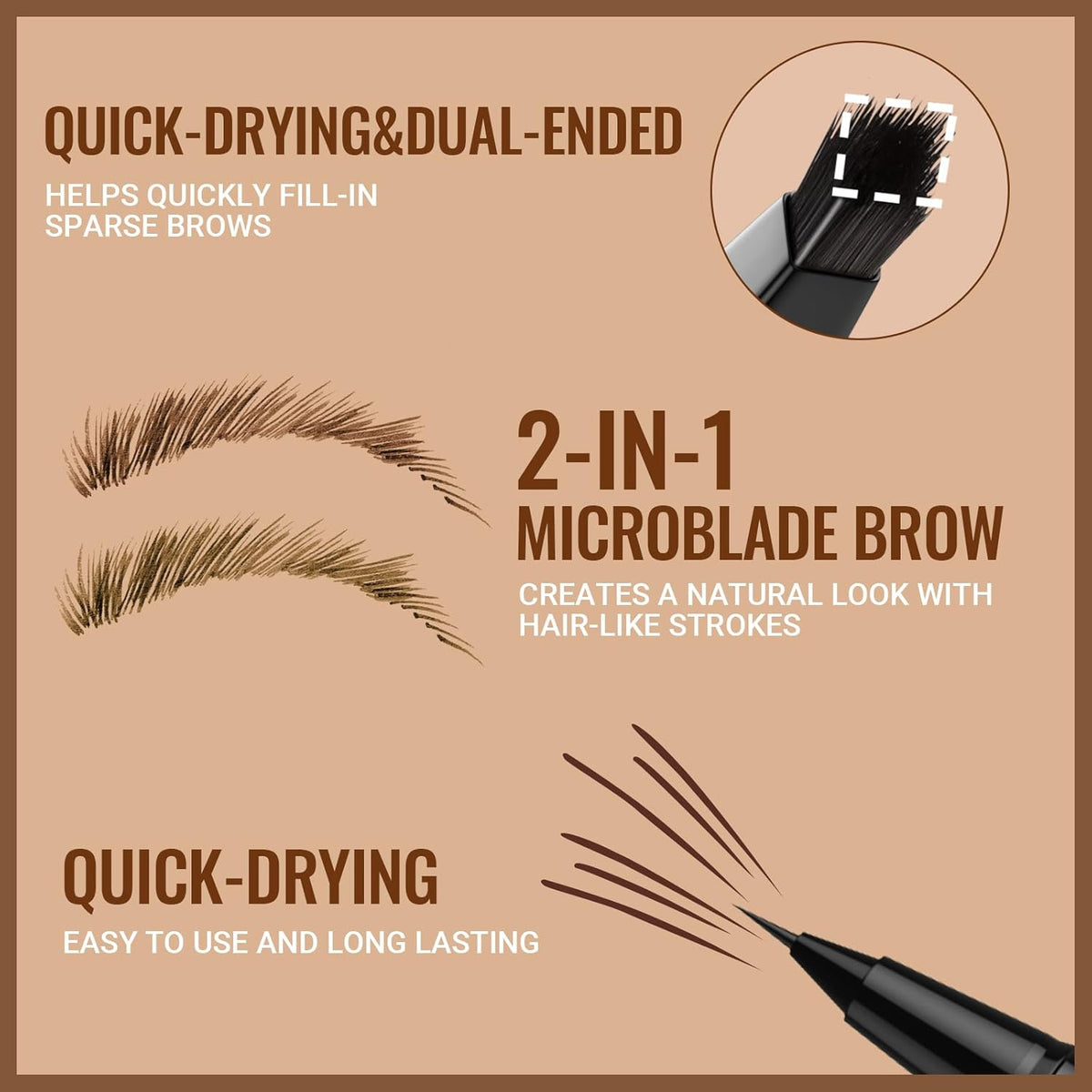 iMethod Eyebrow Pen - Eyebrow Pencil,2-in-1 Eyeliner Dual-Ended Microblading Eyebrow Pencil Long