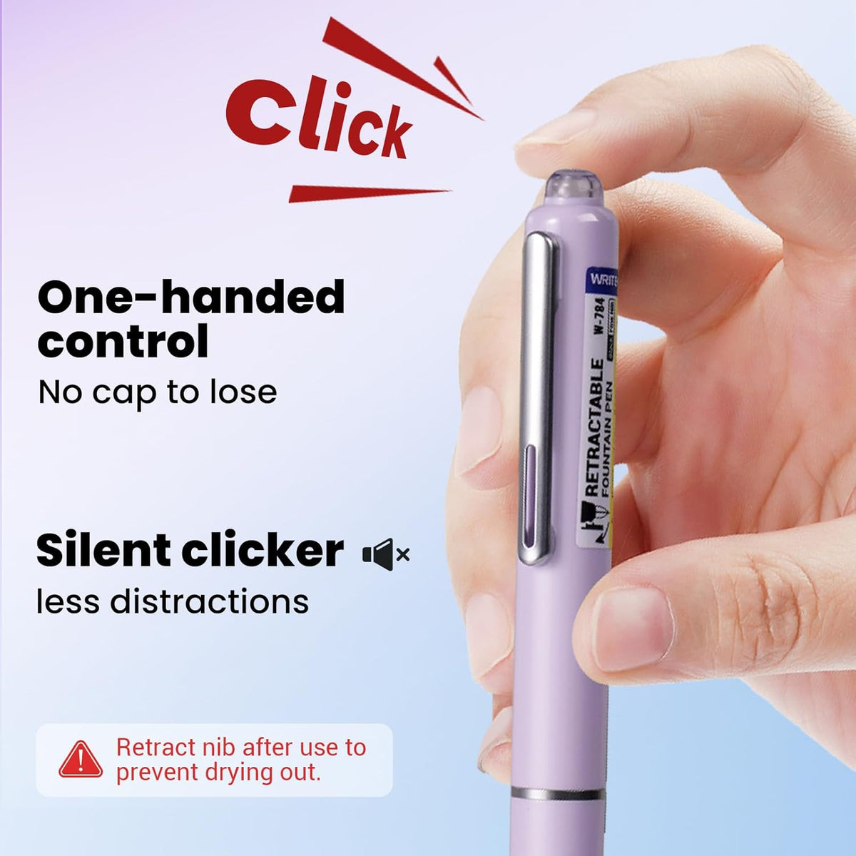 WRITECH Fountain Pen Fine Nib: Retractable Black Ink Pens Set Includes 5 Ink Cartridges Smooth