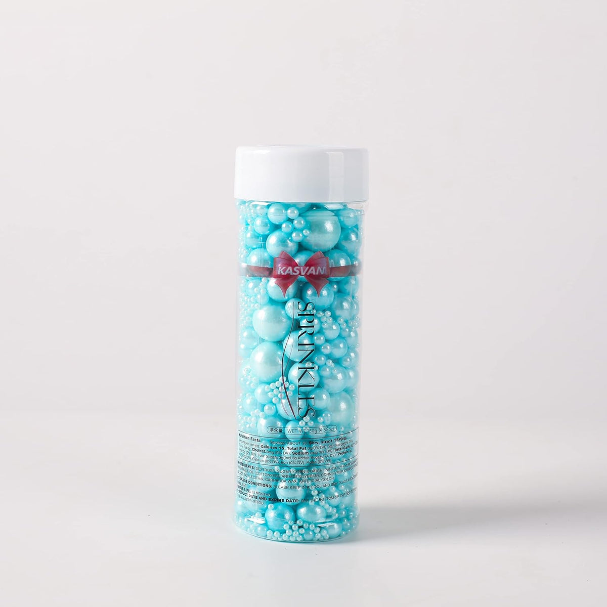 Kasvan Blue Pearl Sugar Sprinkles - Edible Candy Pearls 130g/4.58 Oz, Mix Size, Baking Cake