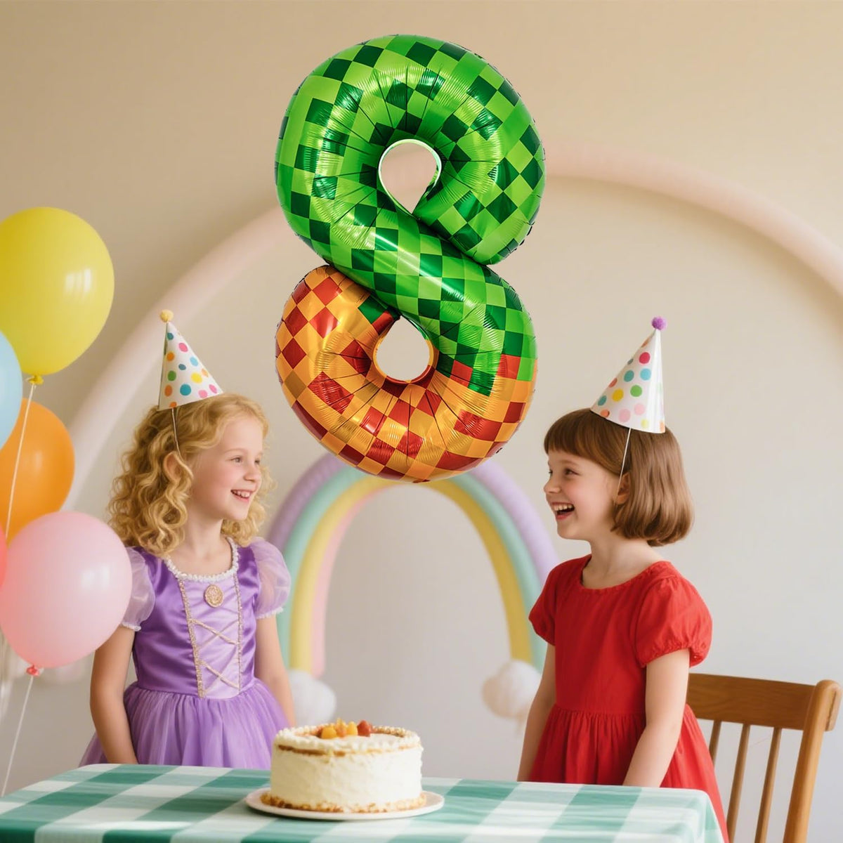 Pixel & TNT Theme 40in Giant Number Balloons - Foil Mylar Birthday Party Decorations for Kids