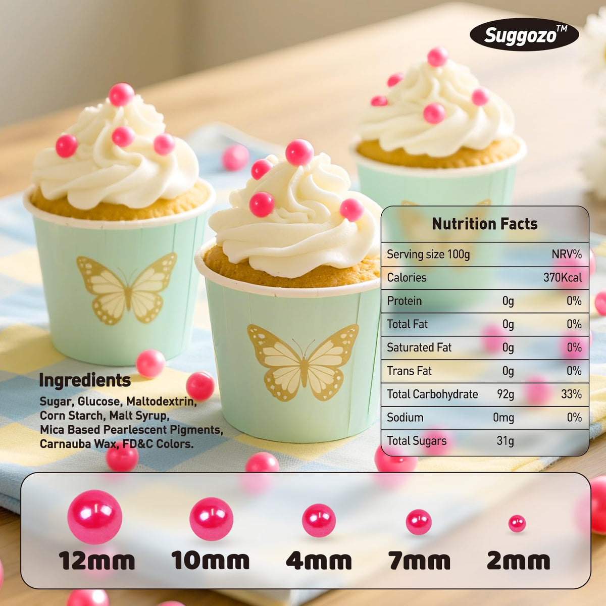 Edible Pink Sugar Pearl Sprinkles, Pearl Sugar Sprinkles, Cake Decorations, Cupcake Toppers, Ice