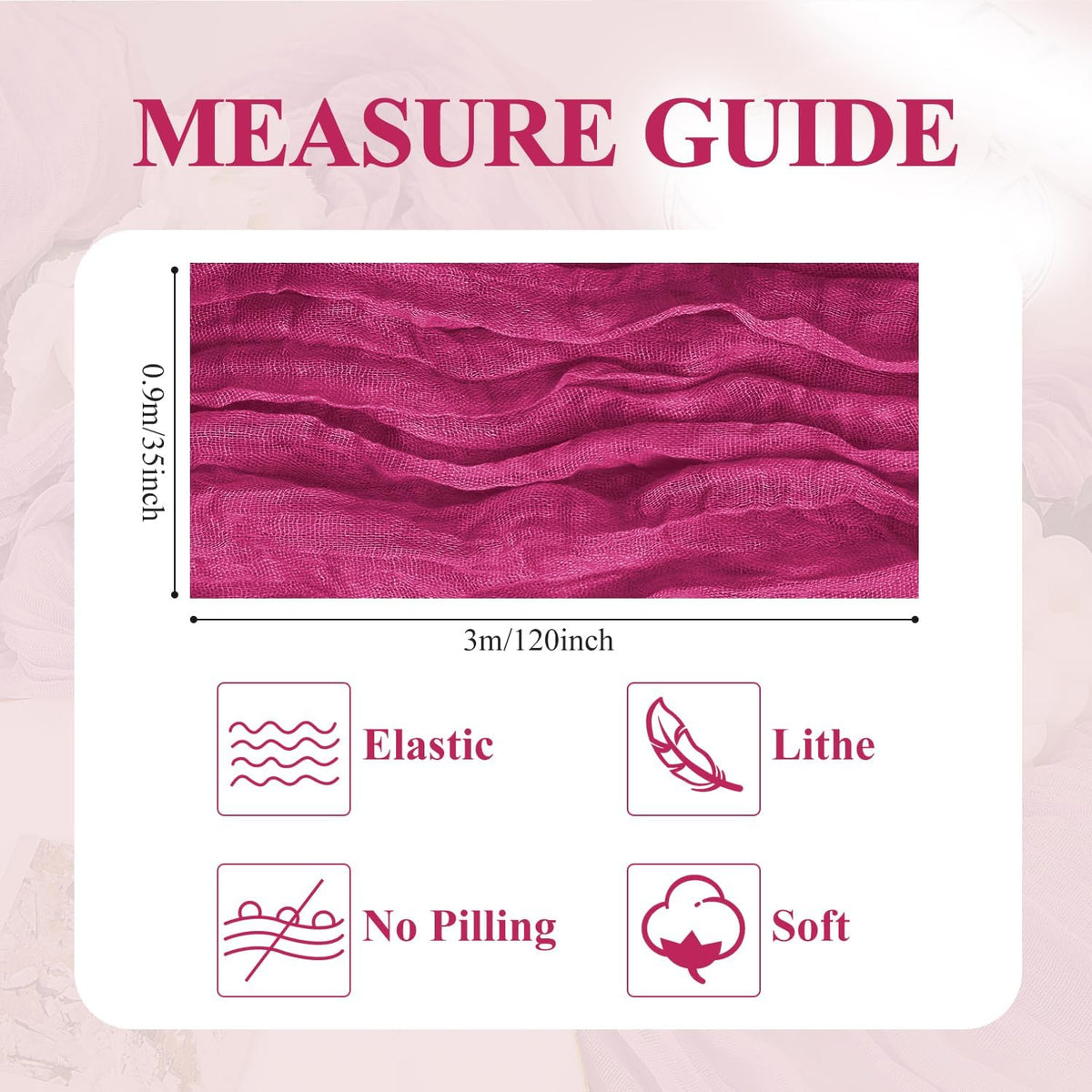 Asee'm 3pcs Cheesecloth Table Runner 120 Inches Long Fuchsia Boho Gauze Cheese Cloth Runner 10FT