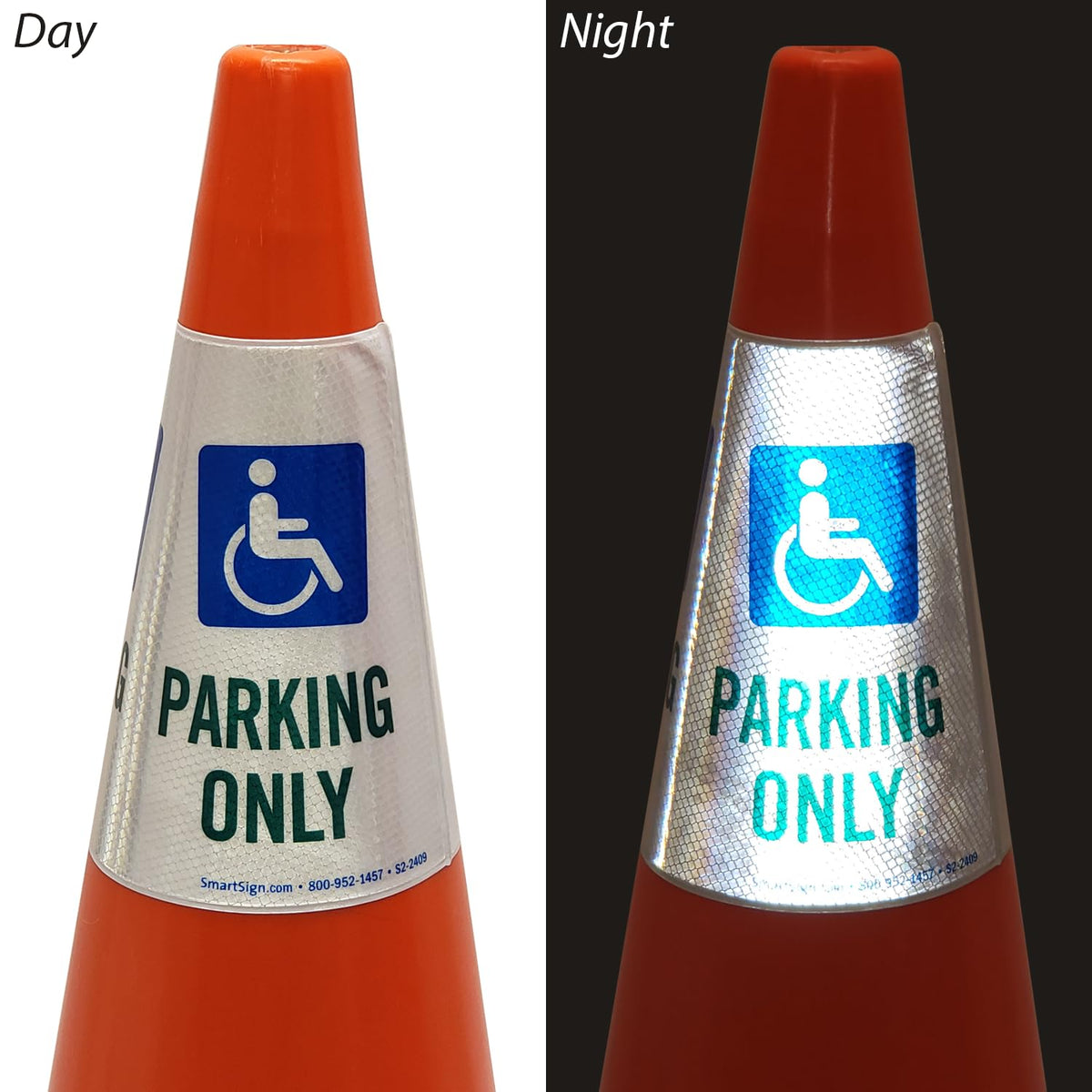 SmartSign 6-Pack "Handicapped Parking Only" Reflective Cone Message Sleeve Collar with Symbol