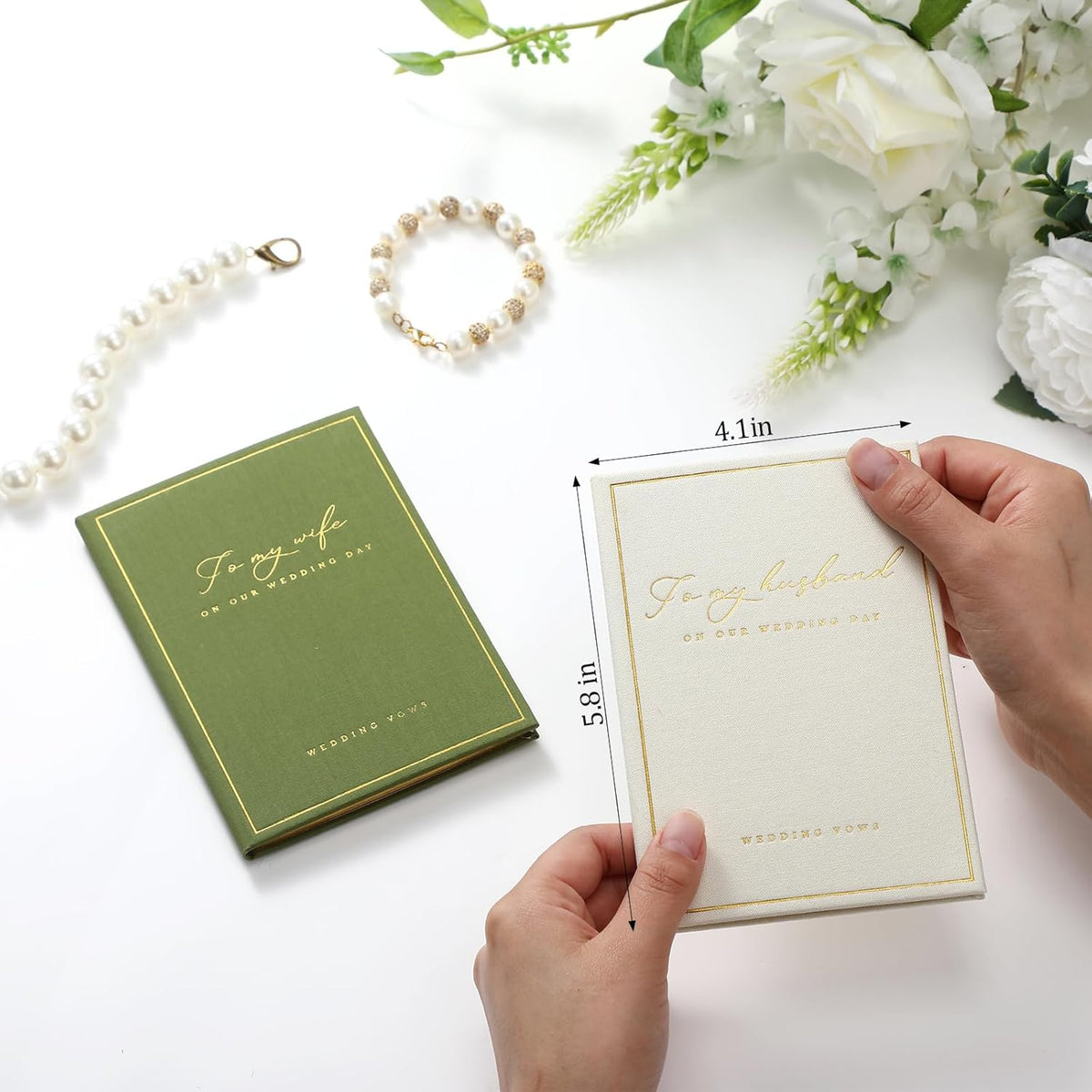 Engrowtic 2 Pcs Wedding Vow Books His and Her to Husband Wife Wedding Must Have Registry Ideas Gold