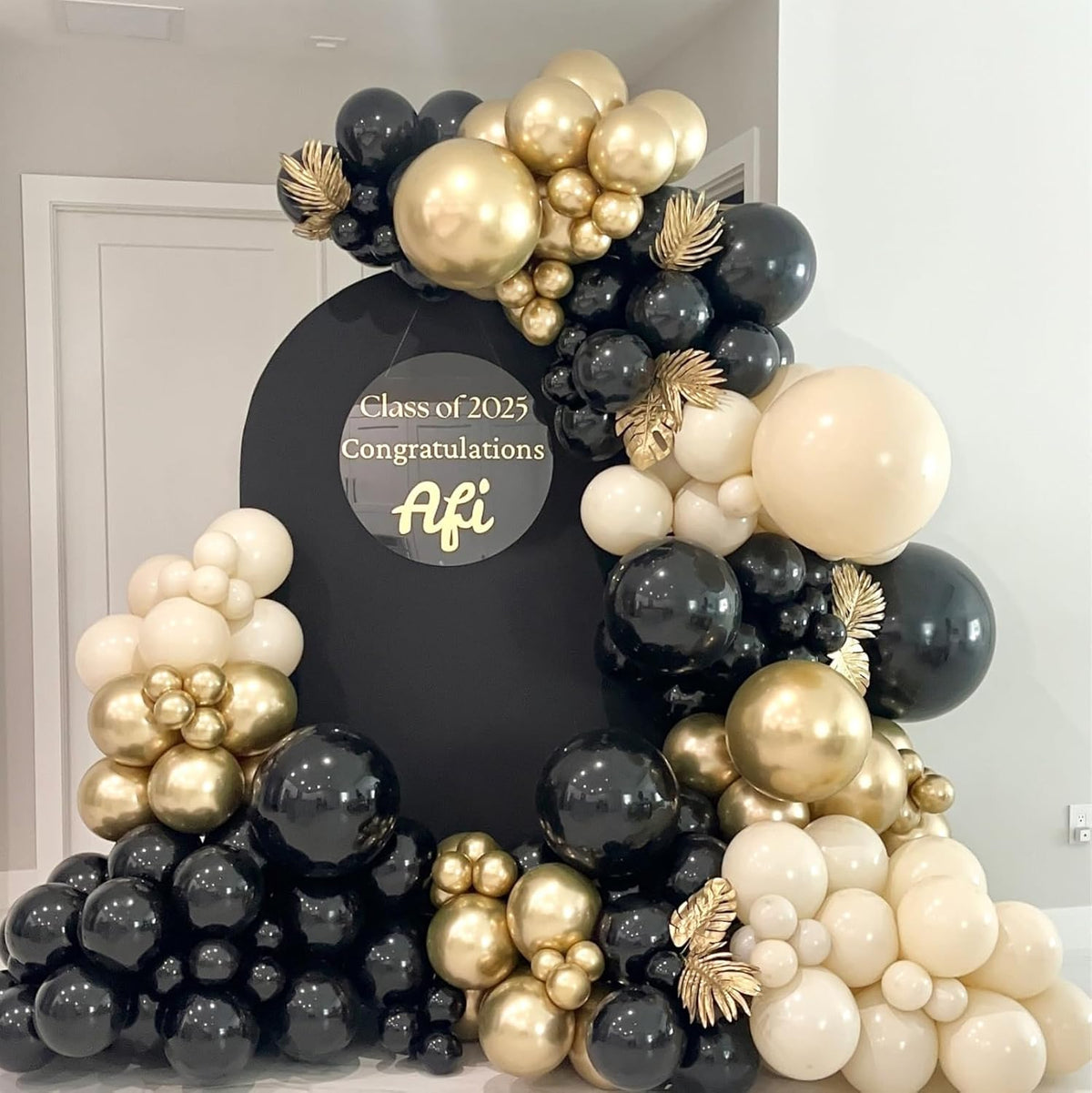 White Sand Black Balloons Set,12Inch Black Cream White Balloons for Wedding Bridal Shower