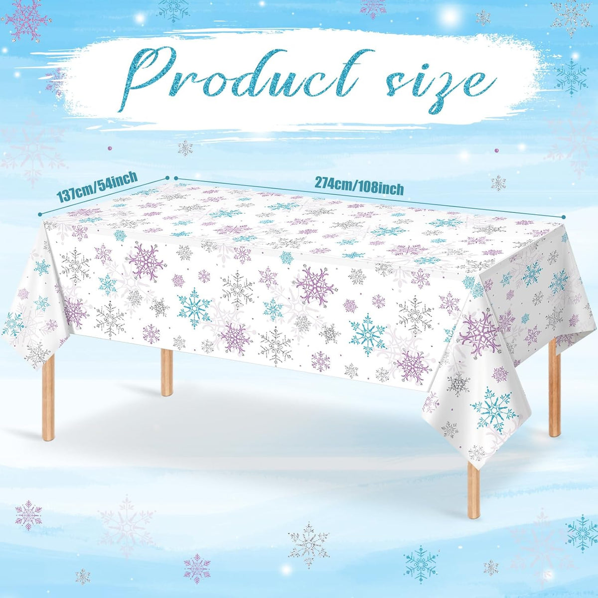 6 Pieces Christmas Snowflake Party Tablecloth Decorations,Plastic Purple and Blue Winter Wonderland