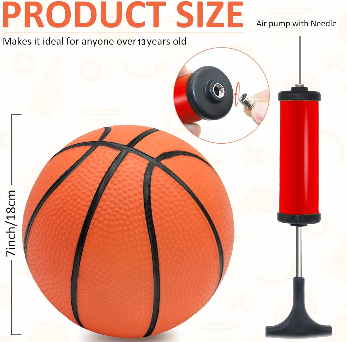 30Pcs 7" Inch Mini Basketball Balls Bulk Small Basketball Set with Pump, PVC Small Basketball for