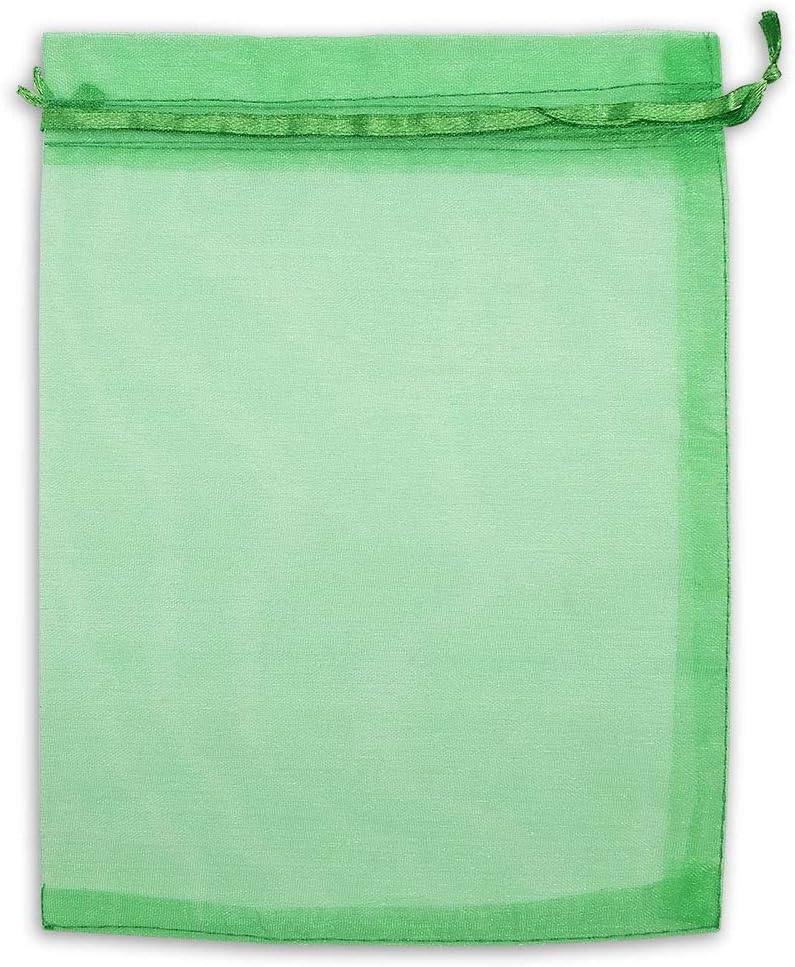 TheDisplayGuys 48-Pack 6x8 Light Green Sheer Organza Gift Bags with Drawstring, Jewelry Candy Treat
