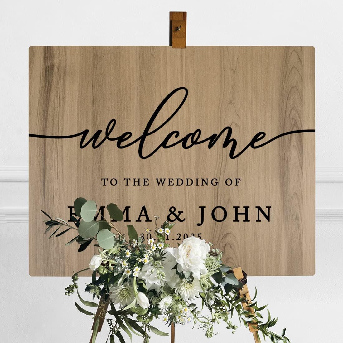 Andaz Press Large Wooden Welcome Sign for Wedding, Rustic Welcome Sign 16" x 20" Custom Names &