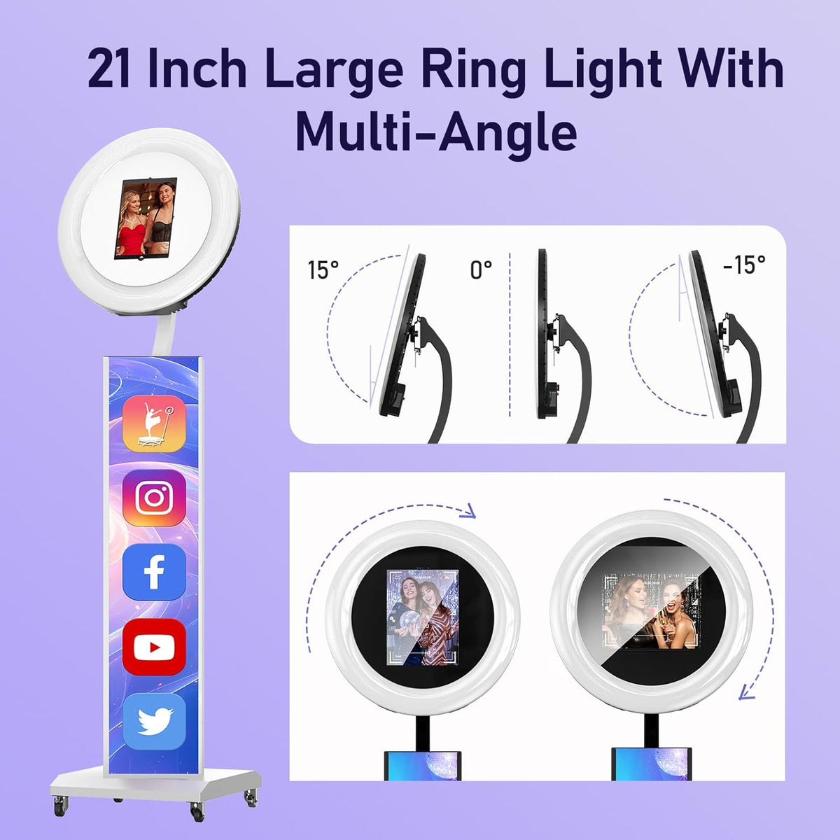MWE Portable Photo Booth Machine Stand Compatible with Any Ipad with Software APP and Remote