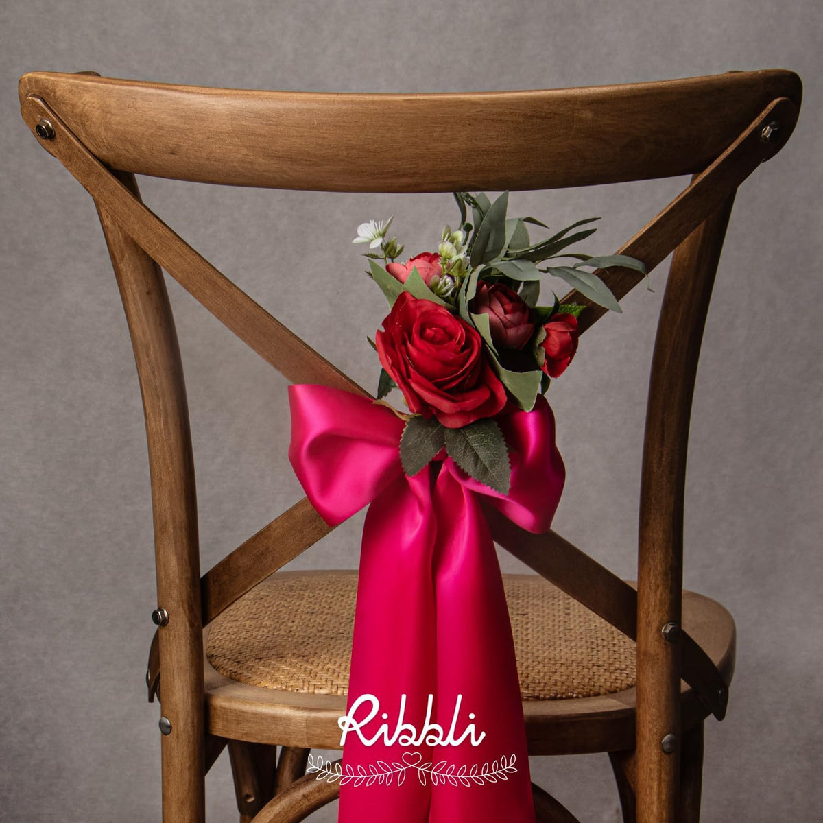 Ribbli Fuchsia Satin Ribbon 4 Inch Wide Shocking Pink Ribbon for Wedding Chair Sash Grand Opening
