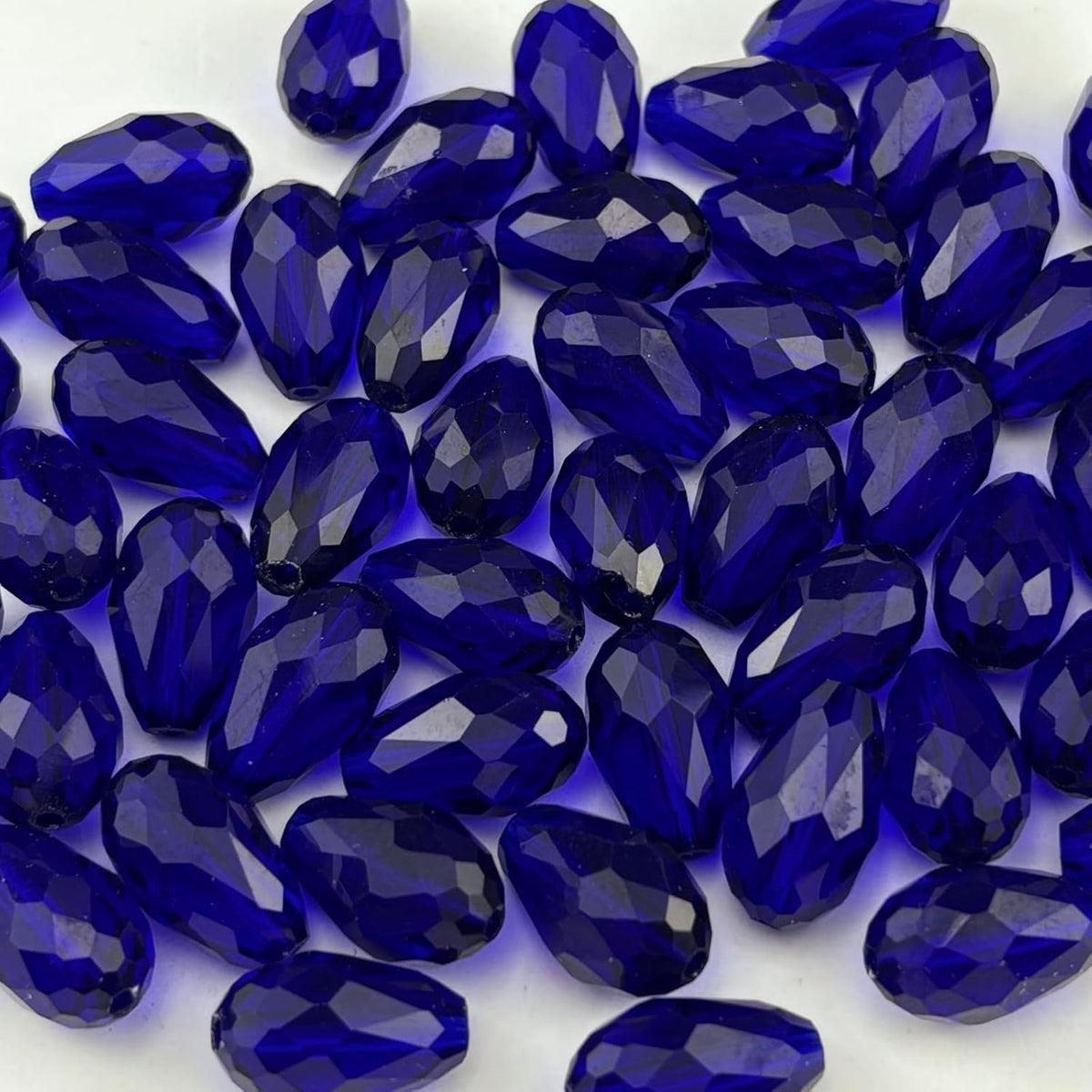 50pcs 10x15mm Teardrop Crystal Glass Beads for Jewelry Making, Faceted Vertical Hole Teardrop Glass