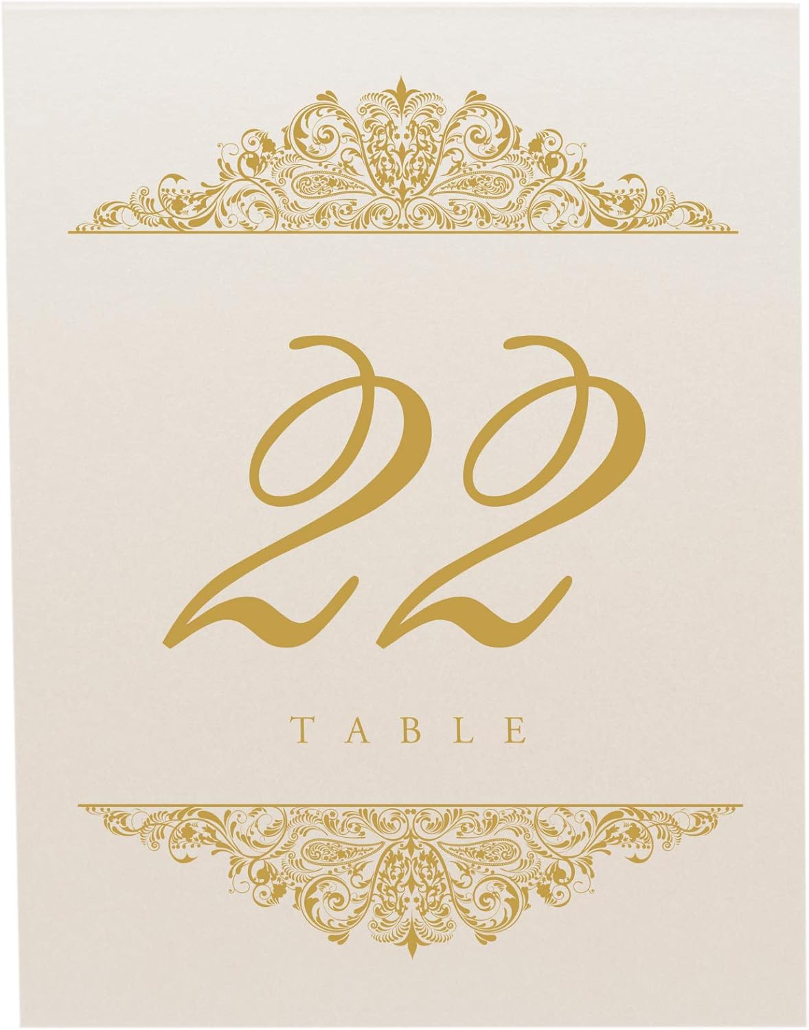 Paisley Wedding Table Numbers (Select Color/Quantity), Champagne, Gold, 1-35, Double Sided, Tent or