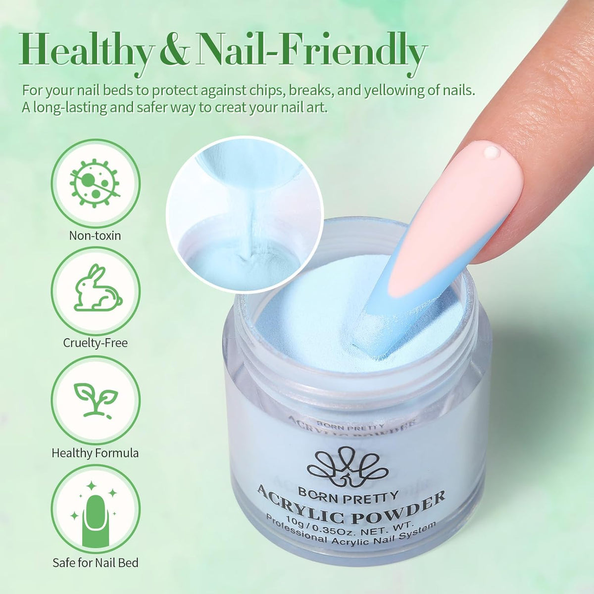 BORN PRETTY Acrylic Powder Set 36 Colors Spring Summer Acrylic Nail Powder Nude Pink Red Green Blue