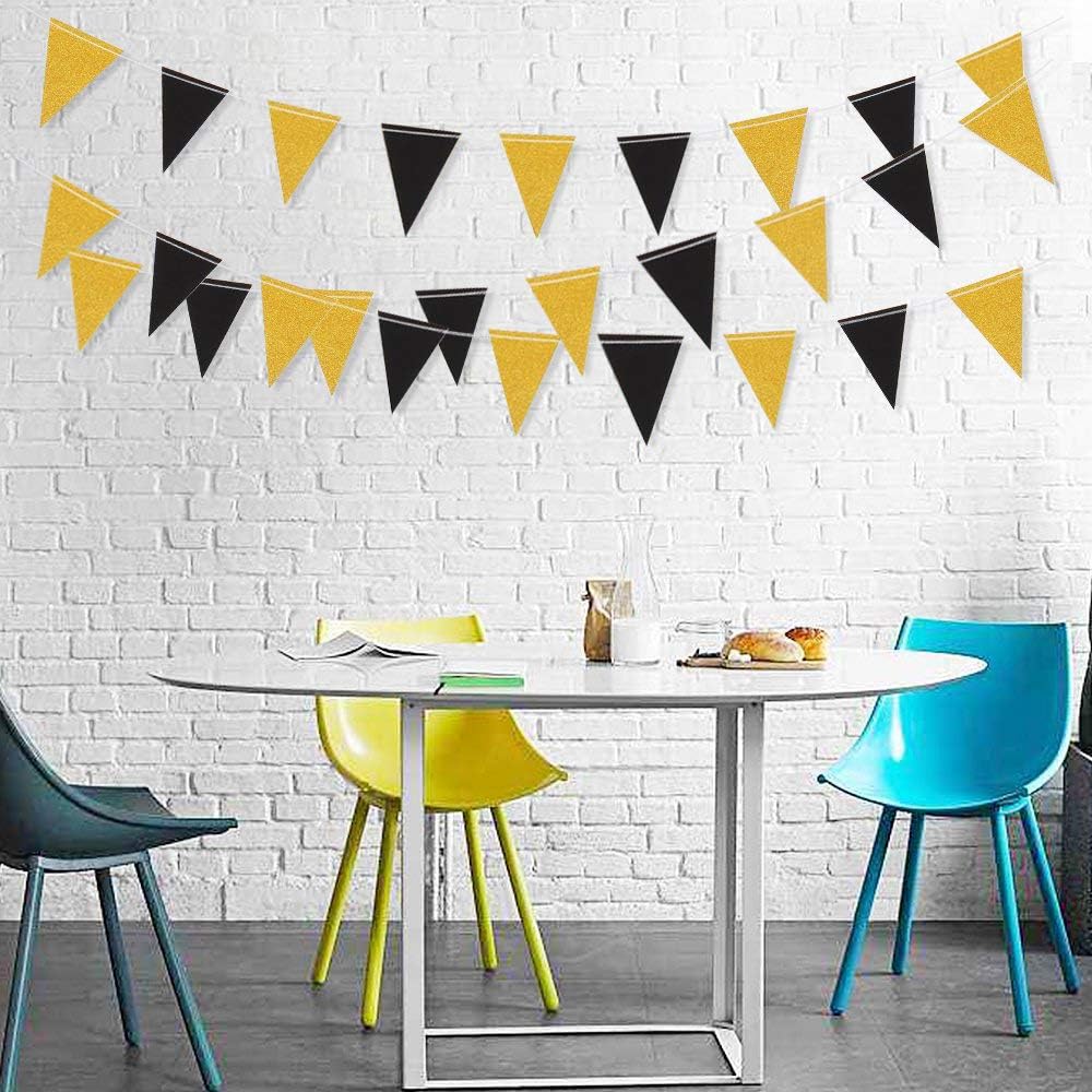 MerryNine Triangle Flag Bunting Banner, 3 Pack 30 Feet Vintage Style Pennant Banner for Wedding