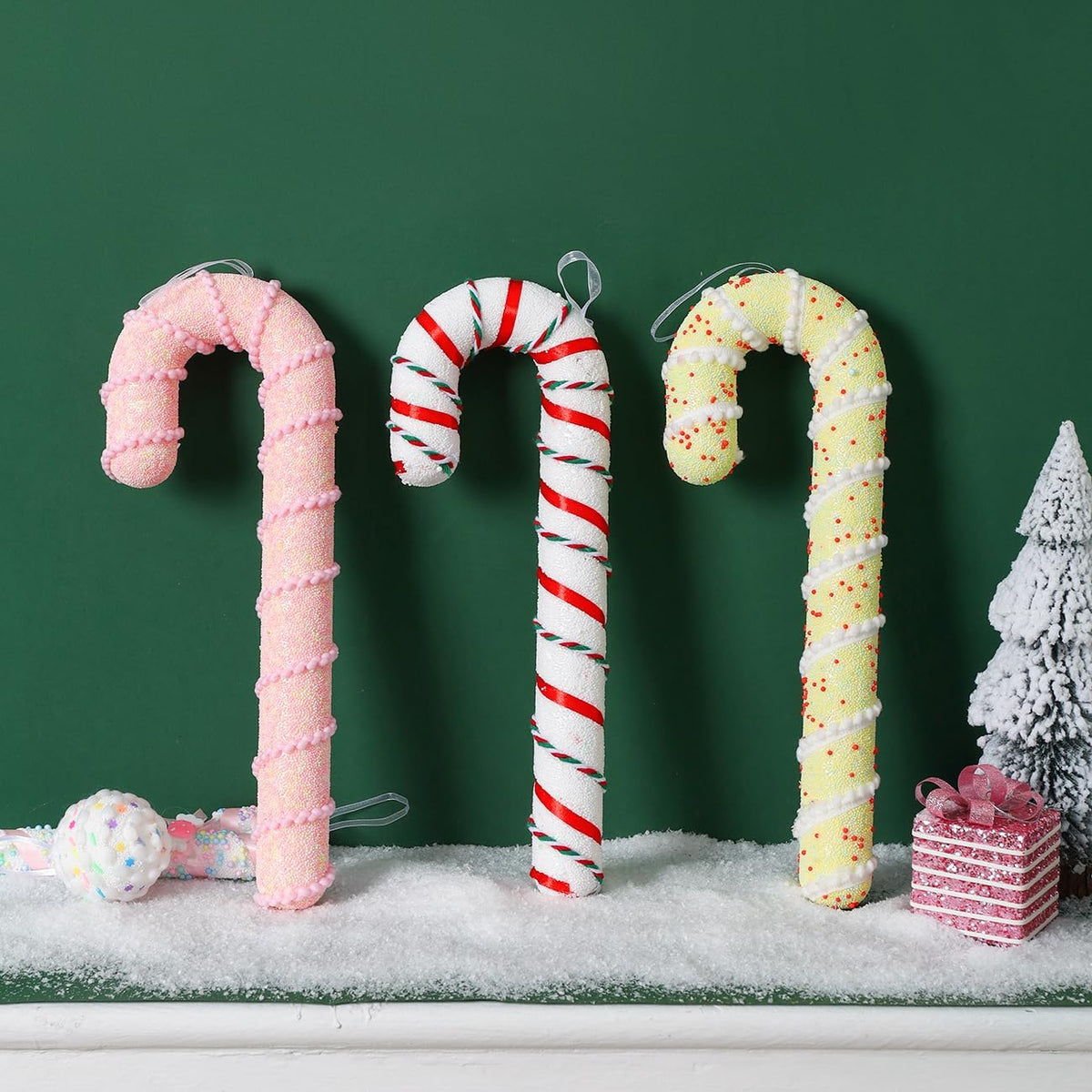 LANGXUN 6pcs Candy Land 2025 Xmas Birthday Party Wedding Suppiles Decoration, Hanging Candy Cane