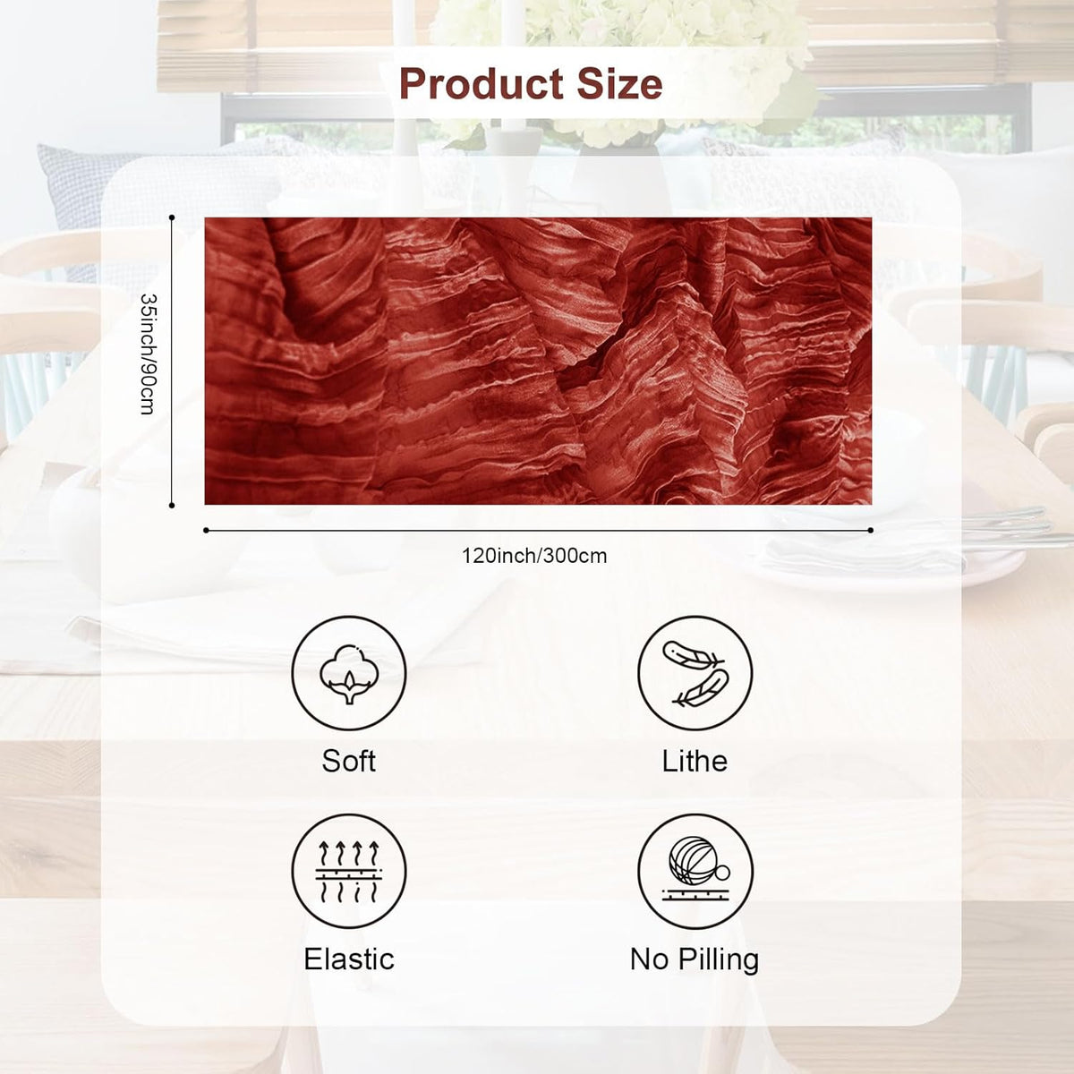 6 Pack Terracotta Cheesecloth Table Runner 35x120 Inch 10Ft Rustic Gauze Cheese Cloth Thanksgiving
