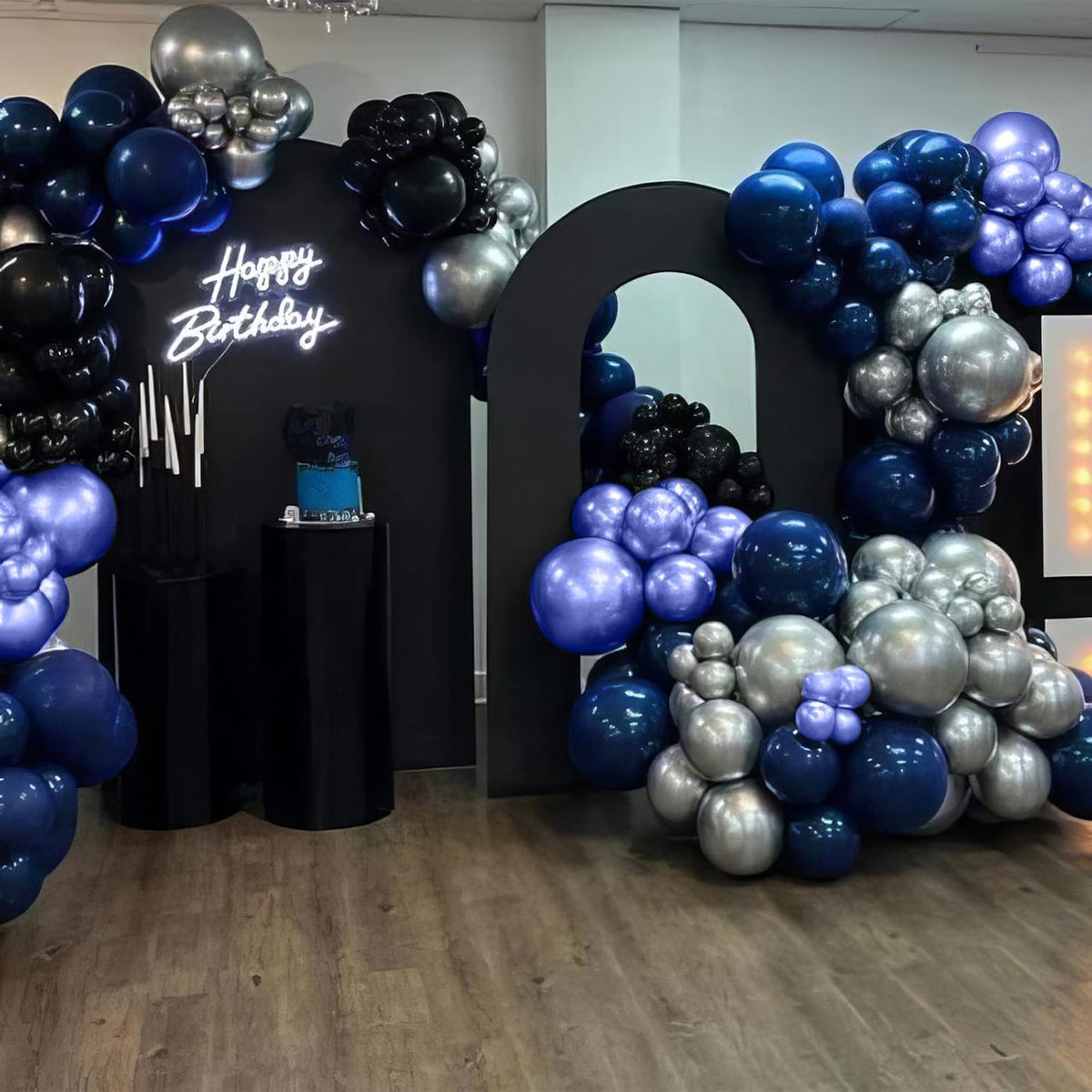 Blue and Black Balloons, Navy Blue and Silver Balloons Metallic Silver Dark Blue Balloon Party