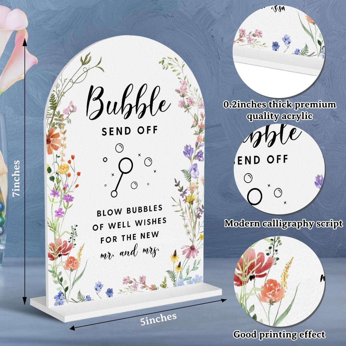 Acrylic Wedding Signs, Bubble Send Off Signs for Marriage Reception, Bridal Shower Decorations