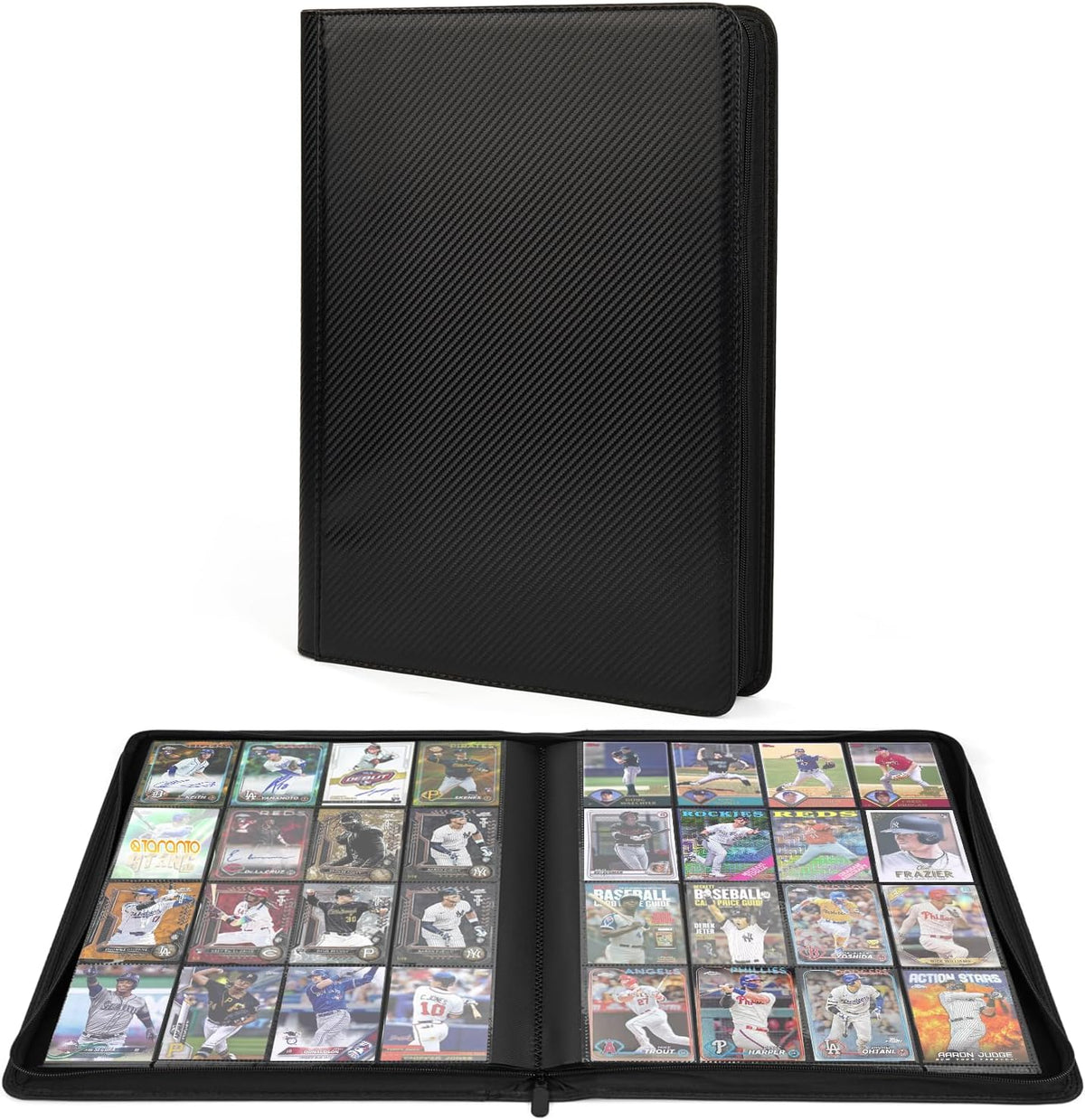 Premium 1000+ Pockets Trading Card Binder, 16-Pocket Ringless Side-Loading Album for TCG, MTG