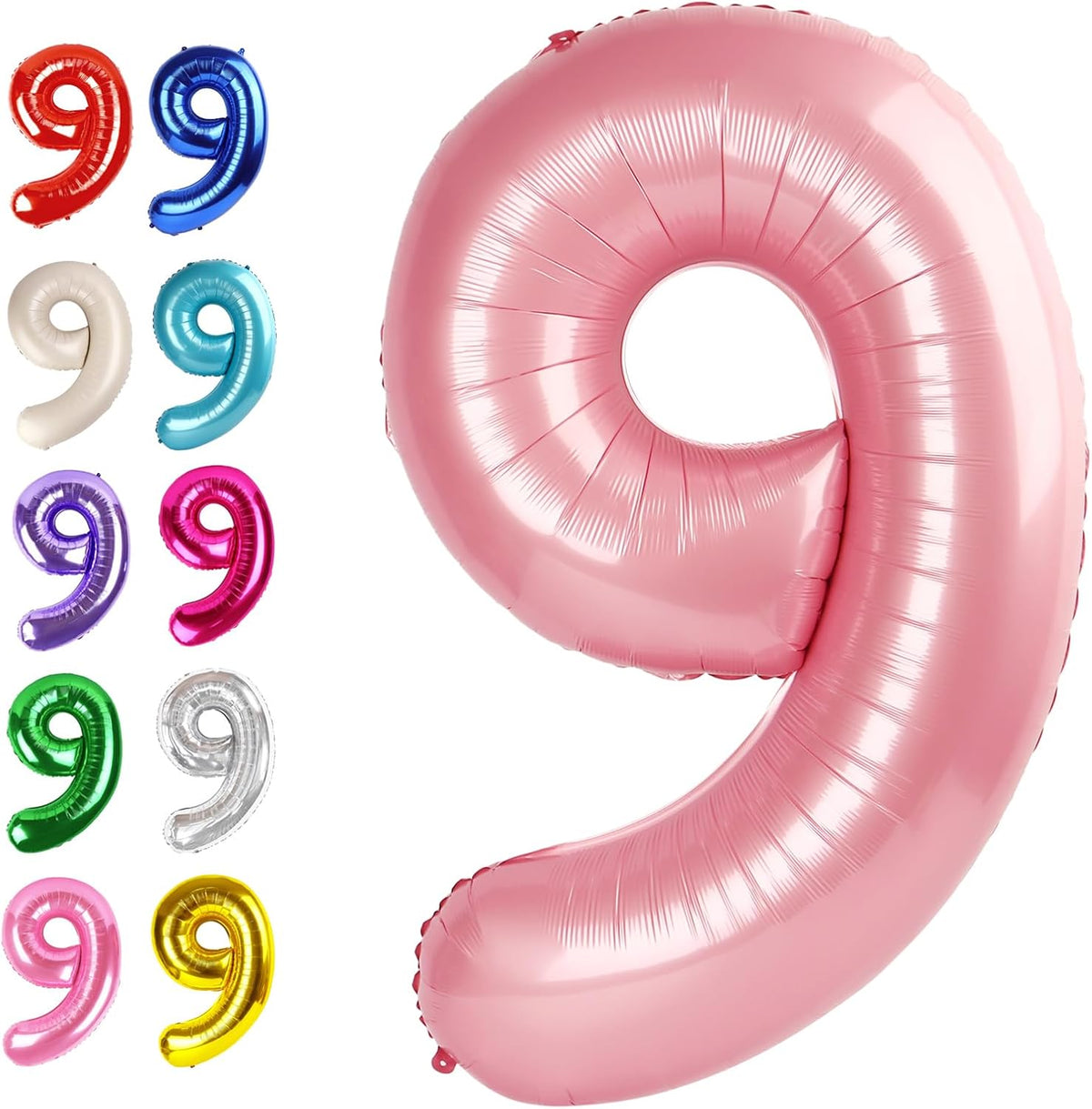 Big Pearlescent Pink 40 Inch 9 Balloon Number, Jumbo Giant 9th 19 29 39 49 99 Birthday Party