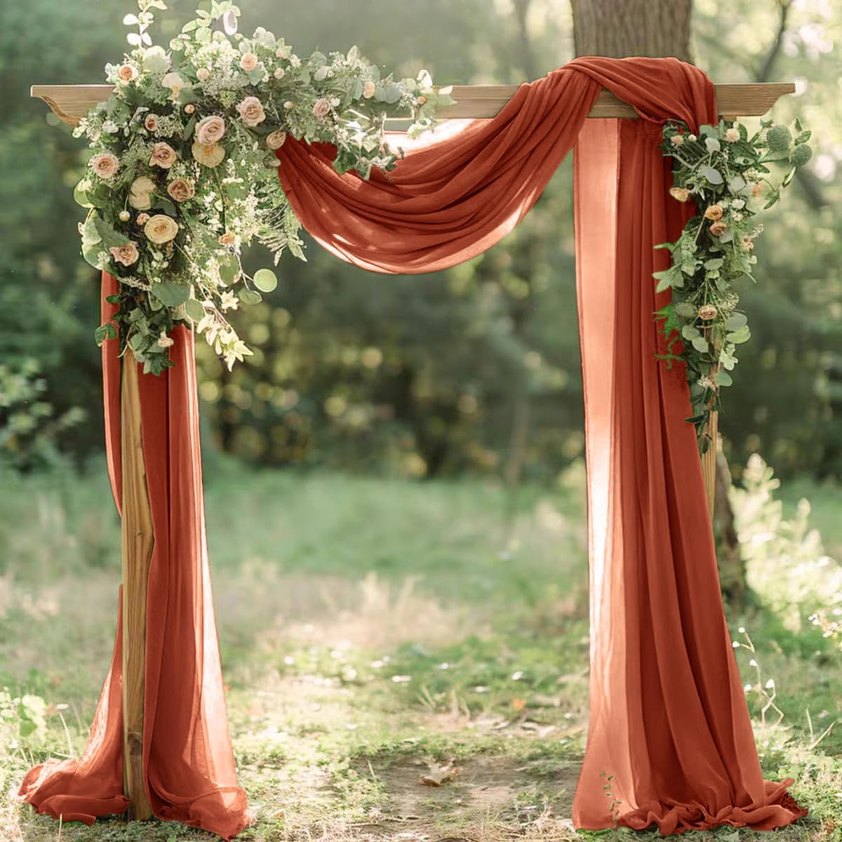 Terracotta Fall Thanksgiving Elegant Arch Draping Fabric Outdoor 1 Panel 29" × 20Ft Sheer Chiffon