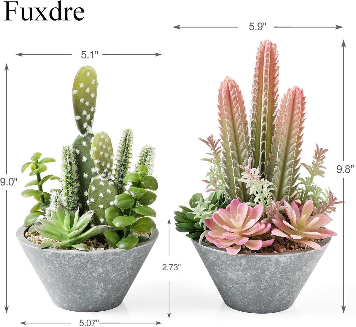 2-Pack Artificial Succulent Plants in Vintage Plastic Pots - Waterproof Fake Plants Decor for Home