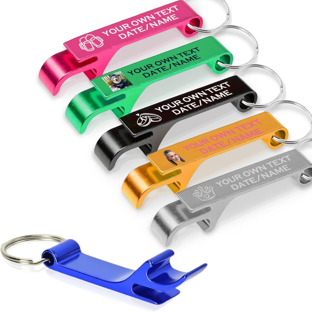 UBJVA Custom Bottle Opener Bulk Personalized Aluminum Bottle Opener Keychains with Text Logo Photo