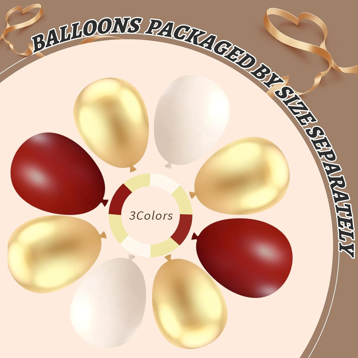 Burgundy Balloon Garland Arch Kit,412Pcs Burgundy and Sand White Metallic Gold Balloons for Wedding
