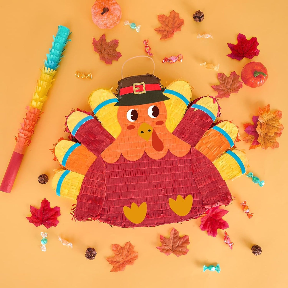 WERNNSAI Thanksgiving Turkey Pinata - Fall Decorations Red Turkey Pinata Thanksgiving Games for