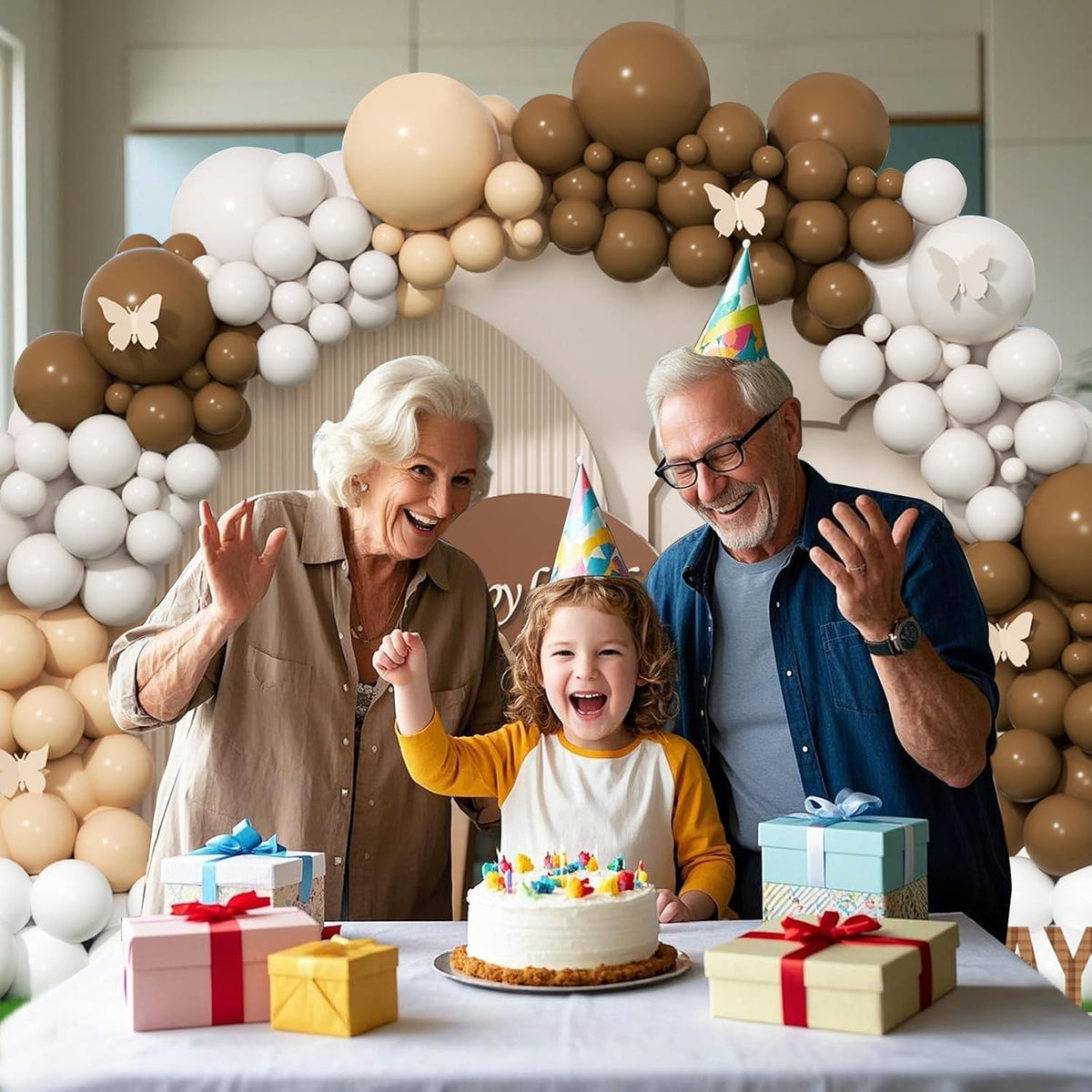 412Pcs Netural Balloon Garland Arch Kit, 5 10 12 18inch Brown Balloon Garland Arch Kit for Birthday