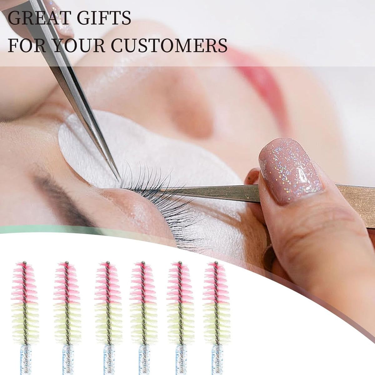 300PCS Disposable Mascara Wands Spoolie Brush Crystal Eyebrow Brushes Eyelash Extension Applicator