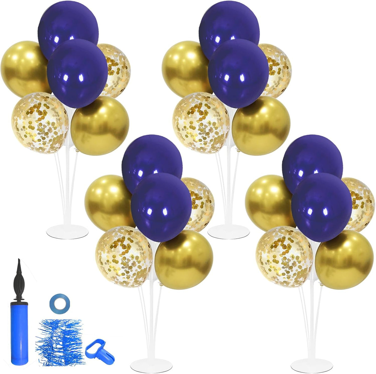 Navy Blue and Gold Balloon Stand Navy and Gold Balloons Centerpiece Table Decorations for Birthday