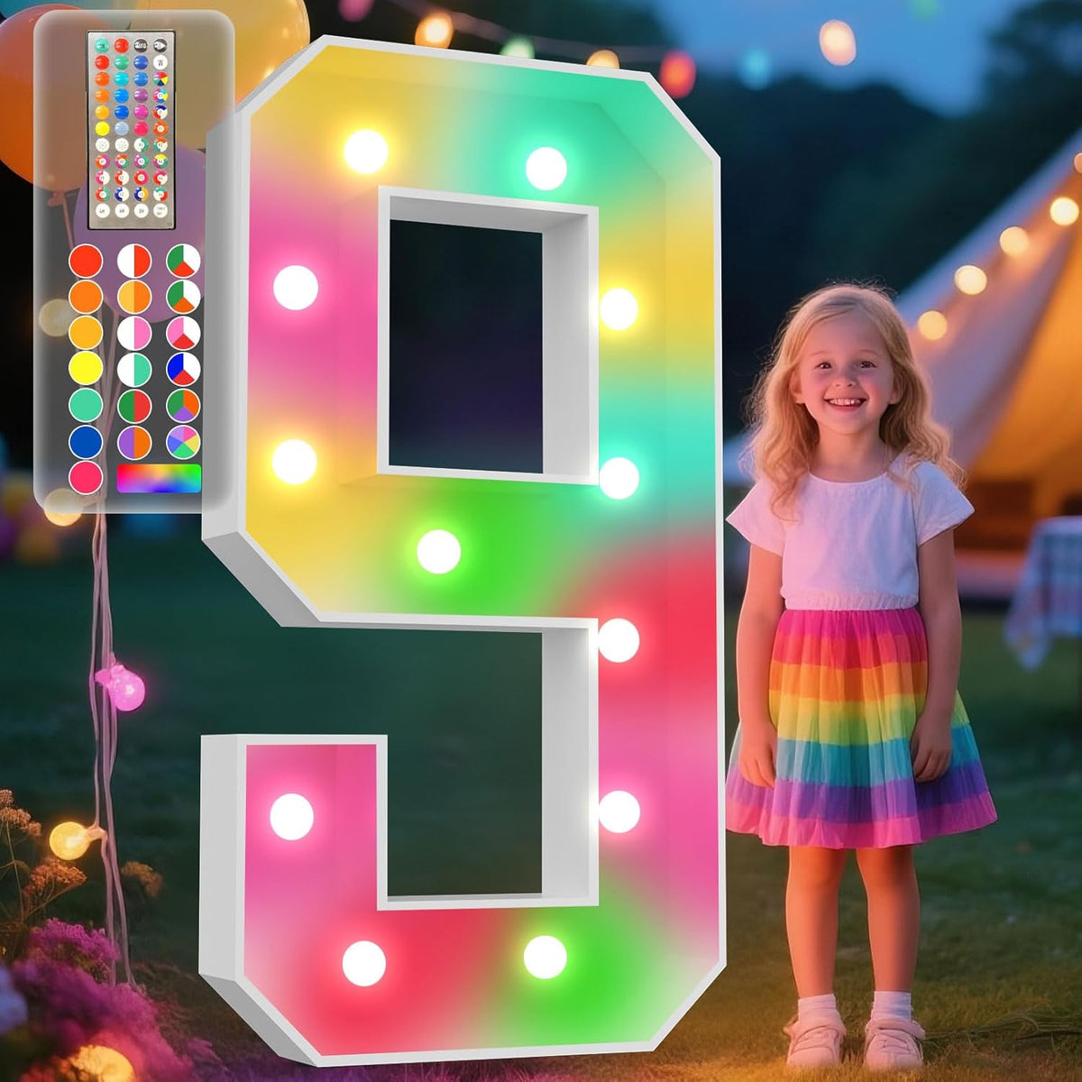 Ledido 4FT Marquee Light Up Numbers, 34 Colors Changing Marquee Numbers 4 Feet Tall with Remote