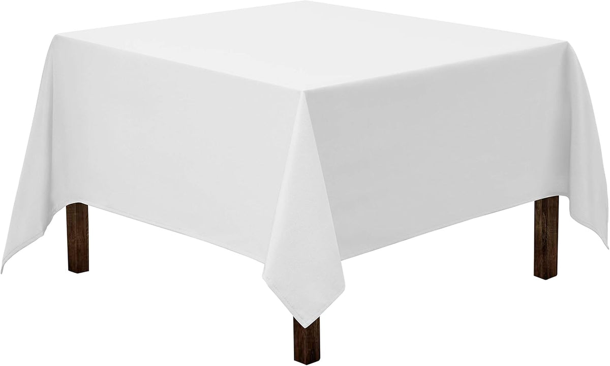 Gee Di Moda Square Tablecloth - 70 x 70 Inch White Table Cloth for Medium Square or Round Tables