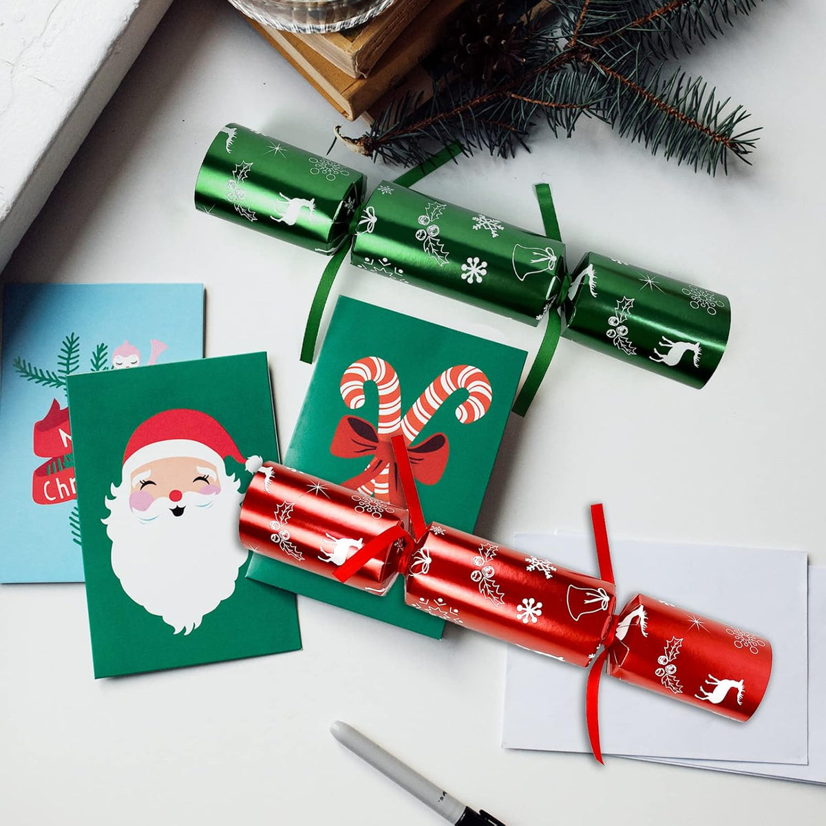 12 Pack Christmas No-snap Party Table Favors, Christmas themed Holiday Supplies with Party Hat