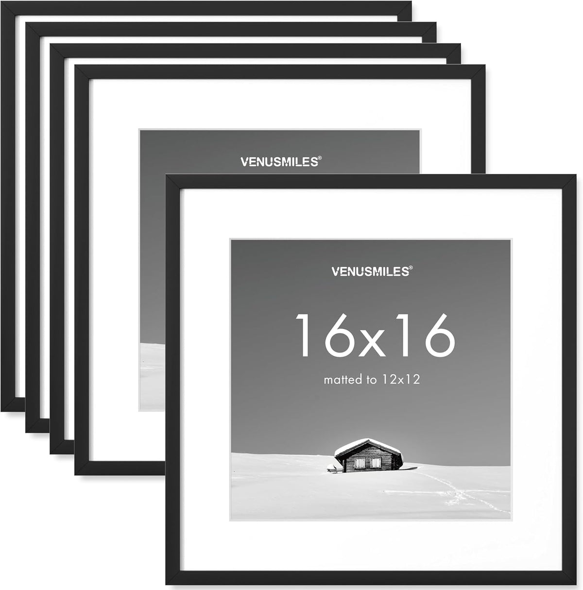 16x16 inch Picture Frame, 16x16 Photo Frames with 12x12 Removable Mat - High Definition Plexiglass