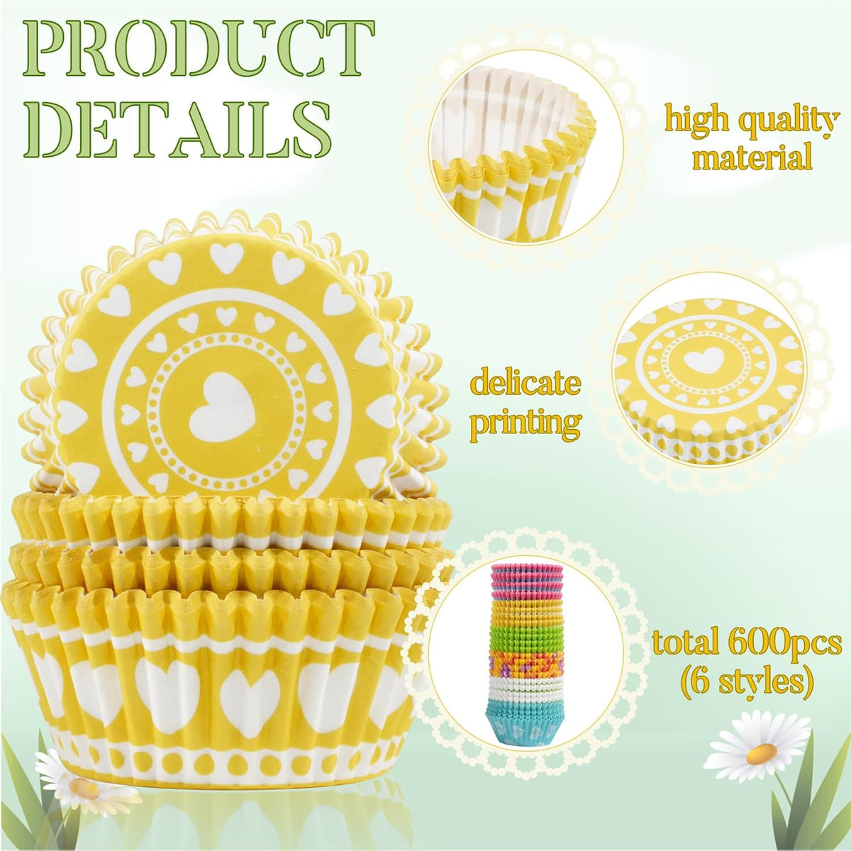 600 Count Easter Cupcake Liners for Baking Mini Baking Cups Easter Holiday Cupcake Wrappers for