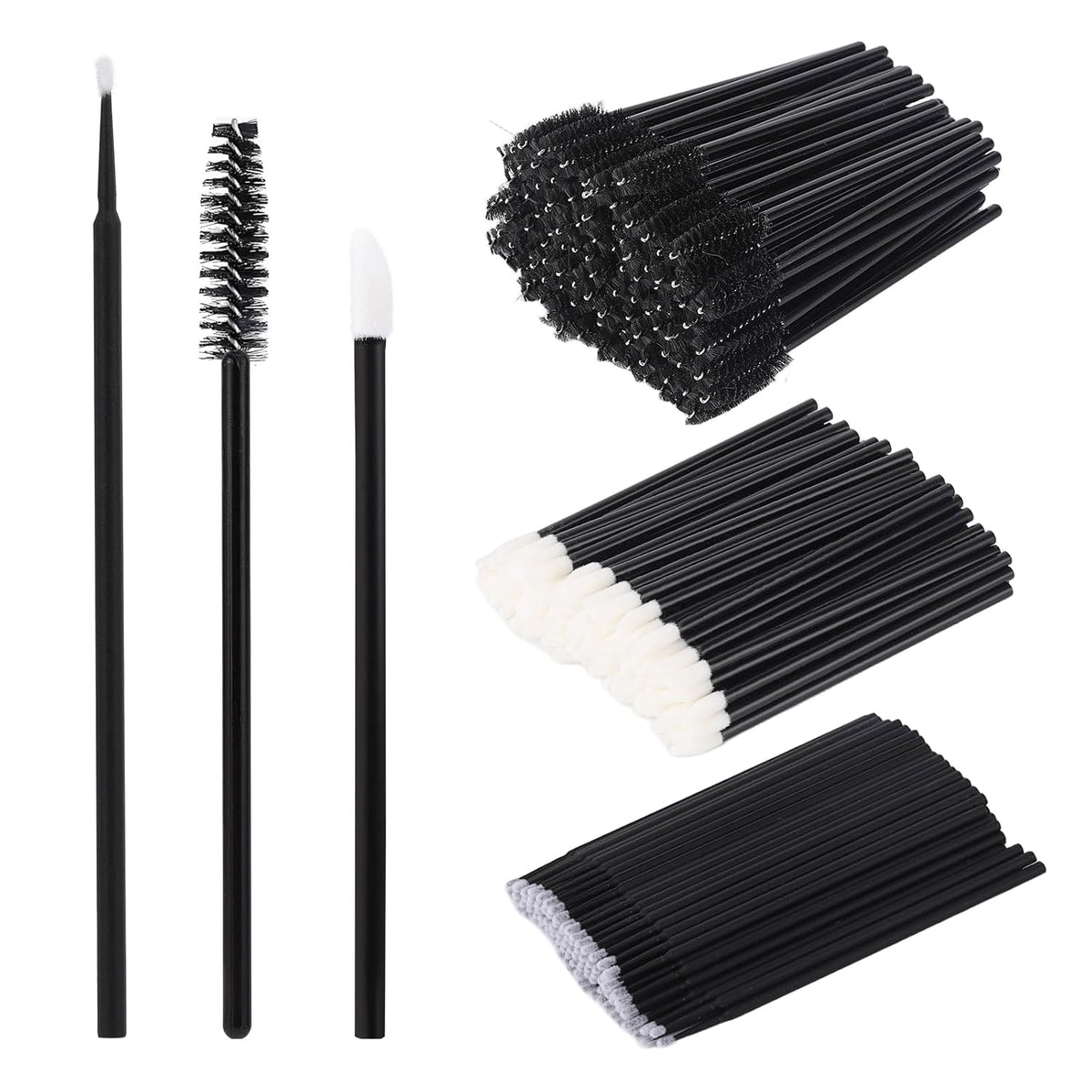 300 Pcs Spoolies Mascara Wands and Lip Brushes and Micro Swabs Applicator Disposable Eyelash