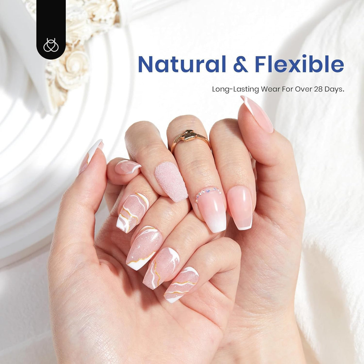 Beetles Gel Nail Kit Coffin: 504Pcs False Nail Tips Easy Nail Extension Set Short Coffin Shape 5 In