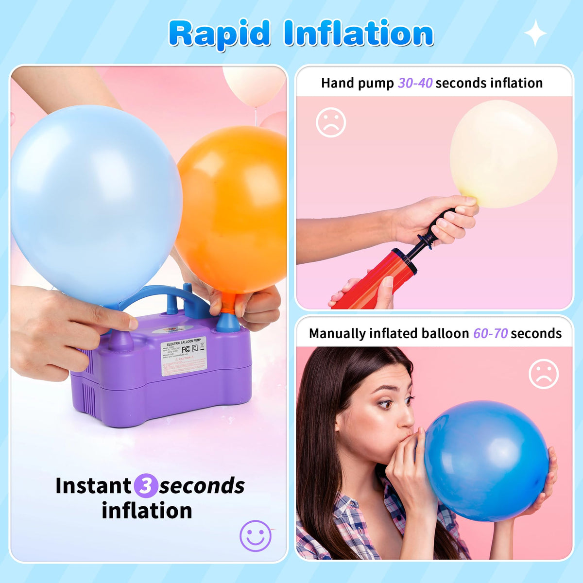 NuLink Balloon Pump Electric Portable Dual Nozzle Air Pump for Balloons Blower Pump Inflator for