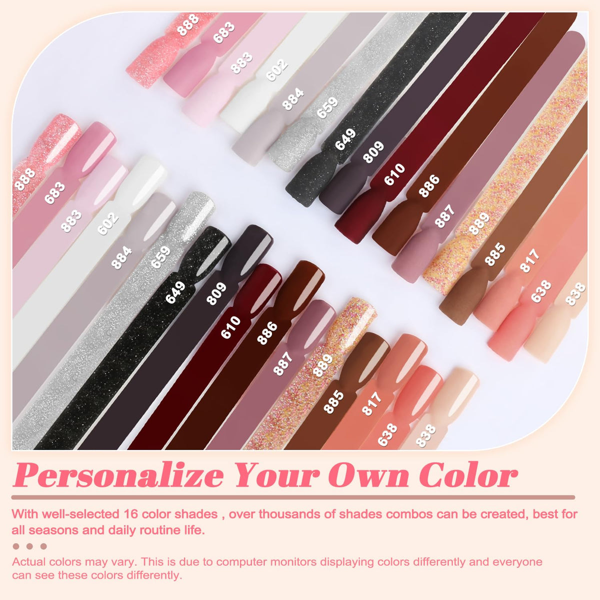Lavender Violets 22 Pcs Dip Powder Nail Kit Starter - 16 Colors Nude Pinkish Brown Skin Tone with