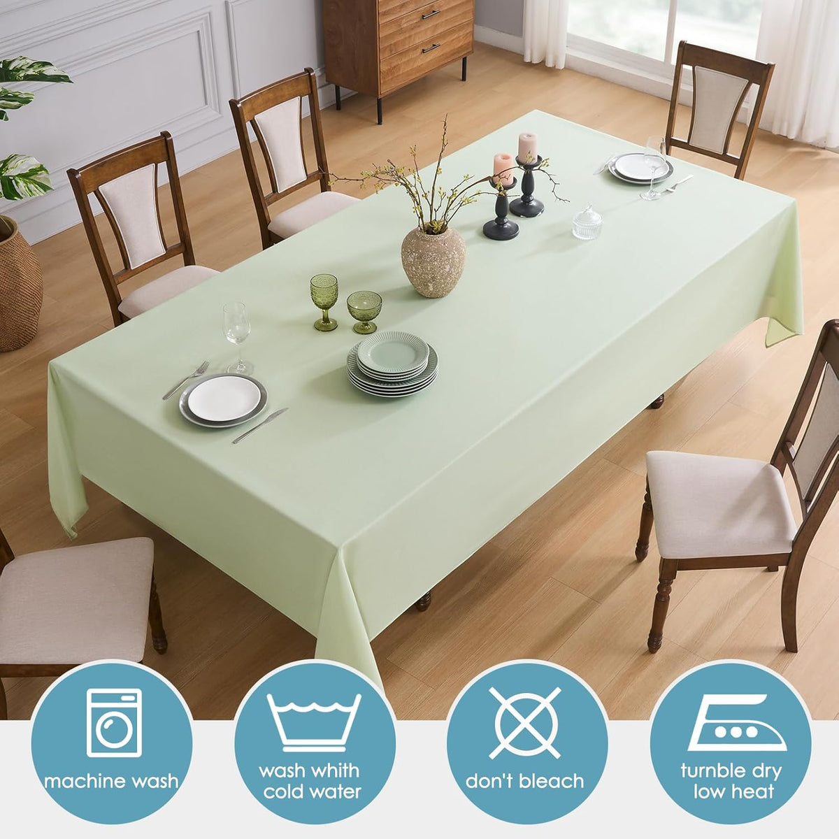 VidaFete Tablecloth 2 Pack 90*132inch Rectangle Table Cloth Polyester, Stain Wrinkle Resistant