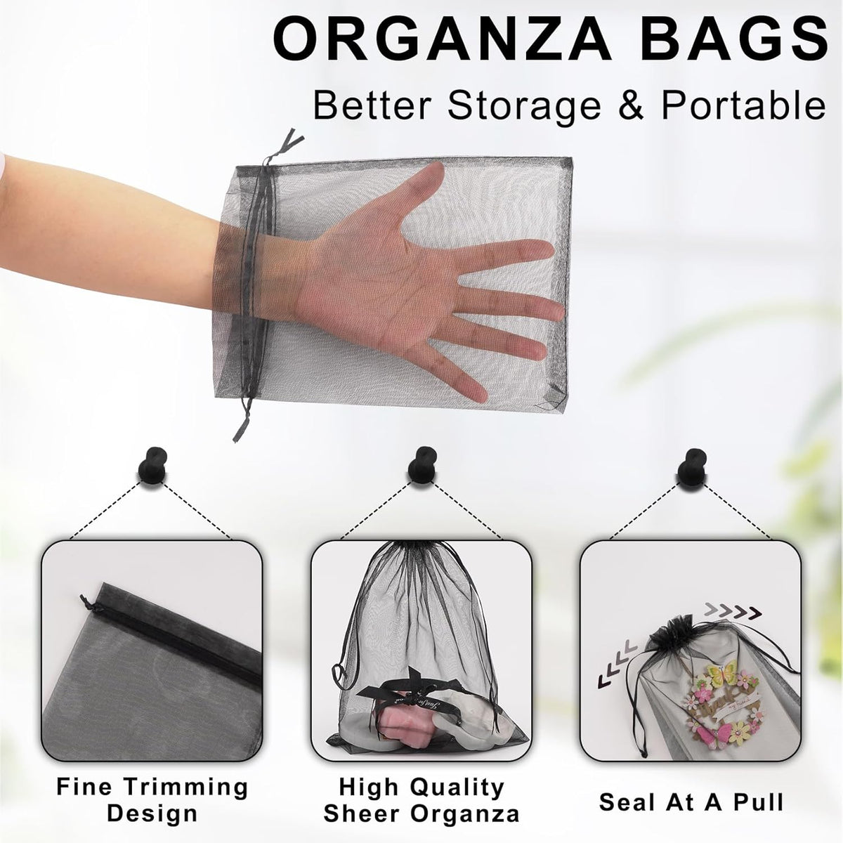 ANZNKU 50 Pack Organza Bags 6x9 inches, Gift Bag Mesh Drawstring Bags for Gifts Large Organza Bag