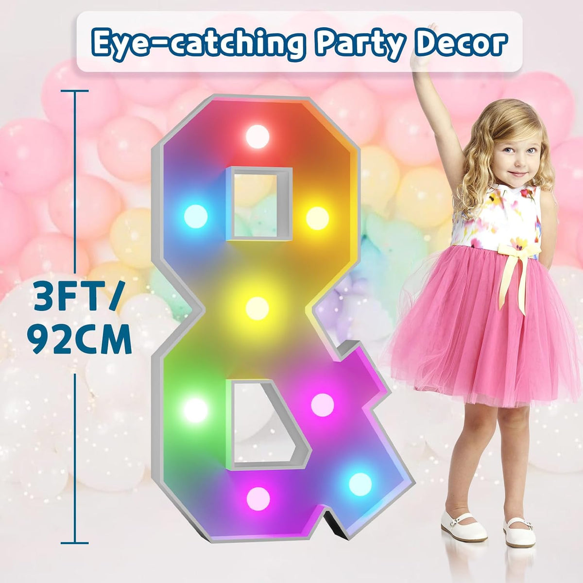 imprsv 3FT Colorful Marquee Light Up Letters &, 18 Colors Large Light up Letters Alphabet Sign with